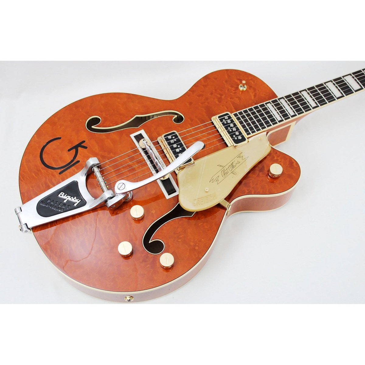 Gretsch G6120TGQM - 56 Limited - edition Quilt Classic Chet Atkins Hollowbody - Roundup Orange Stain Lacquer - Leitz Music - 717669941697 - 2401356822