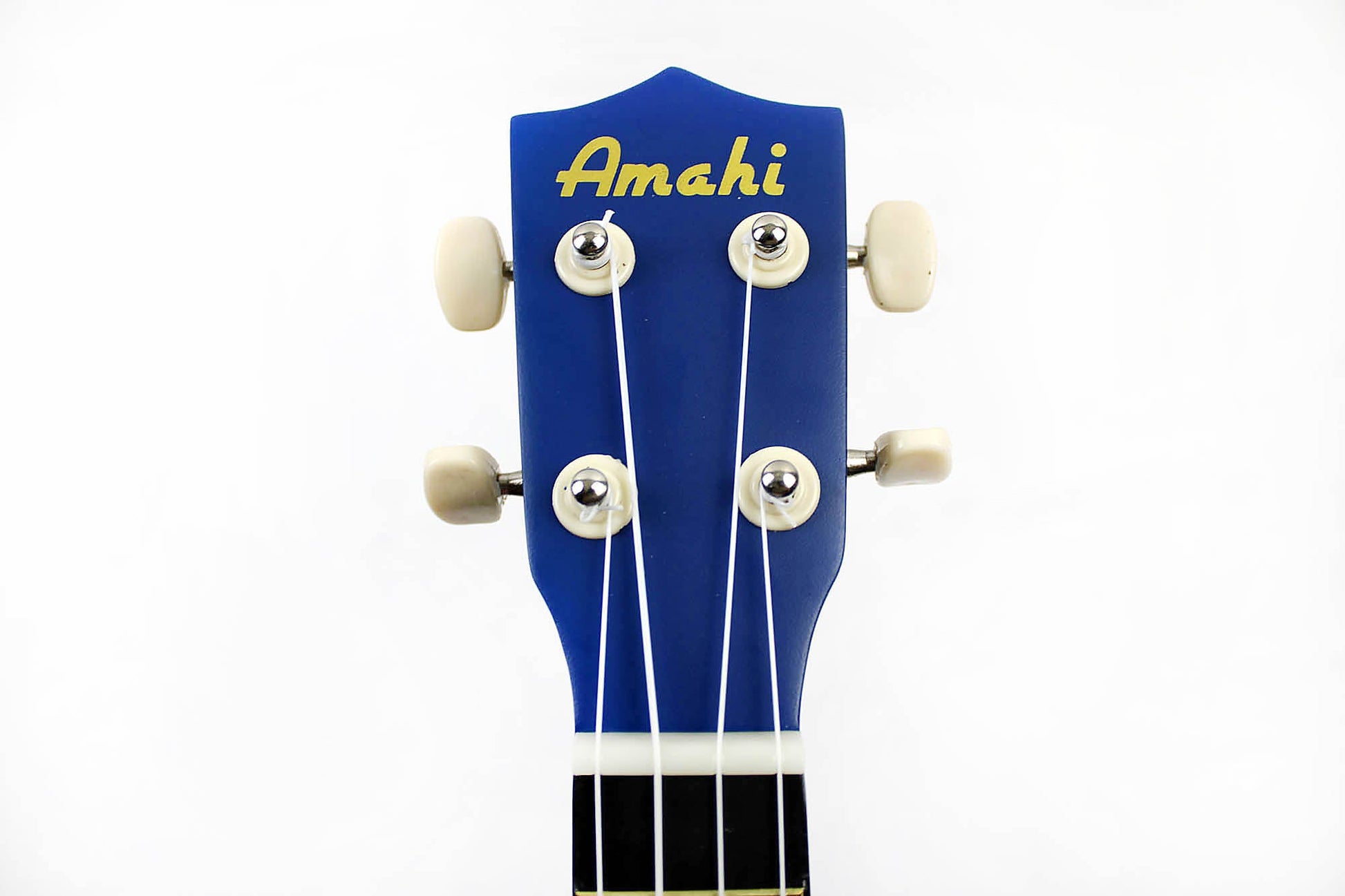 This is the front of the headstock of an Amahi DDUK1 Rainbow Gradient Ukulele, Soprano.