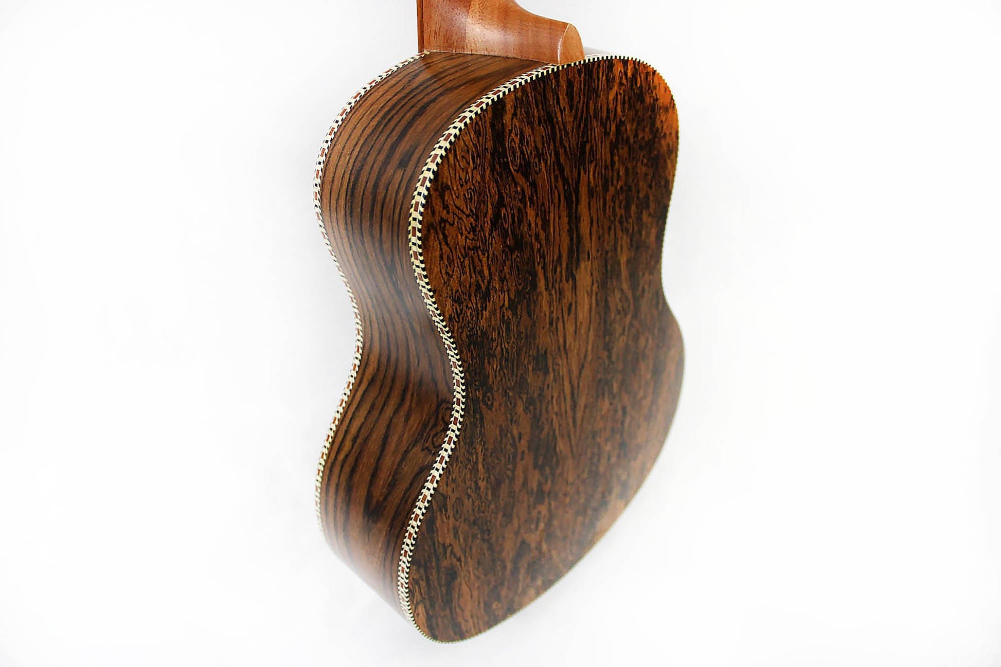 This is the back of a Snail SNAILBOUKTEQ Bocote Tenor Ukulele EQ.