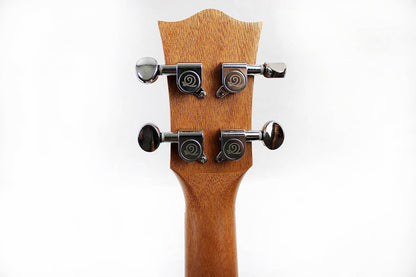 This is the back of the headstock of a Snail SNAILBOUKTEQ Bocote Tenor Ukulele EQ.