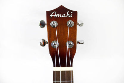 This is the front of the headstock of a Amahi UK-KOK-CEQ Concert Ukulele with EQ.
