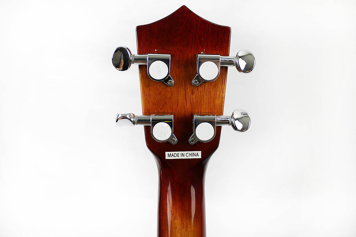 This is the back of the headstock of a Amahi UK-KOK-CEQ Concert Ukulele with EQ.
