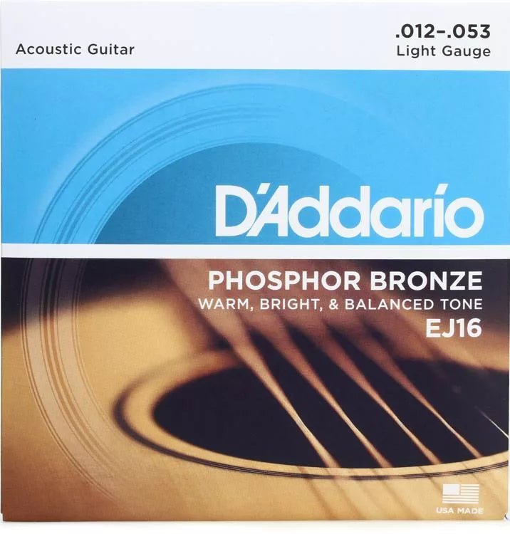 D'Addario EJ16 Phosphor Bronze Acoustic Guitar Strings - .012-.053 Light - Leitz Music-818202333983-EJ16