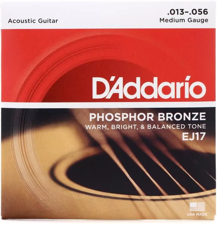D'Addario EJ17 Phosphor Bronze Acoustic Guitar Strings - .013-.056 Medium - Leitz Music-696554490079-EJ17