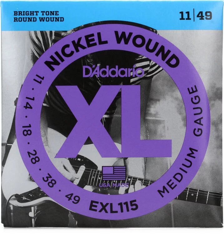D'Addario EXL115 XL Nickel Wound Electric Guitar Strings - .011-.049 Medium - Leitz Music-199541412882-exl115