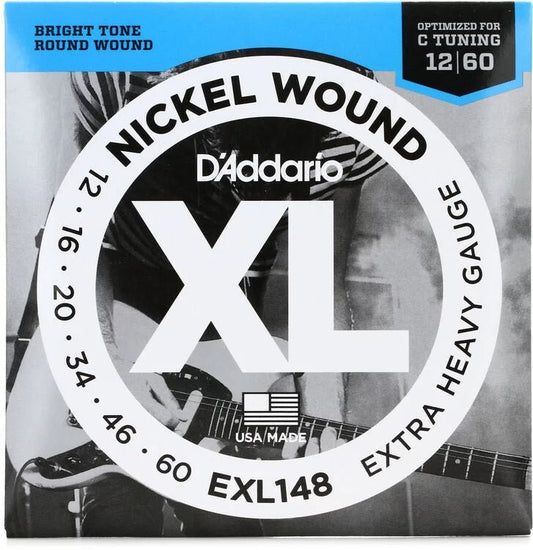 D'Addario EXL148 XL Nickel Wound Electric Guitar Strings - .012-.060 Extra Heavy - Leitz Music-696554470262-EXL148