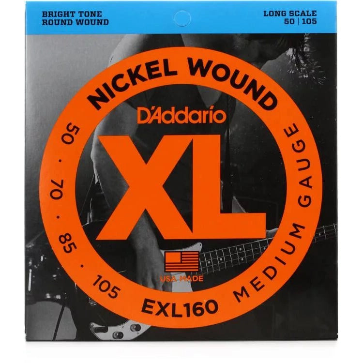 D'Addario EXL160 Nickel Wound Bass Guitar Strings - .050-.105 Medium Long Scale - Leitz Music-696554459632-exl160