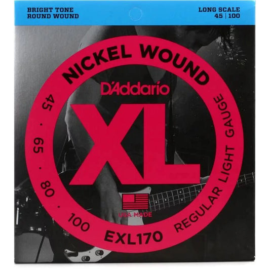 D'Addario EXL170 Nickel Wound Bass Guitar Strings - .045-.100 Regular Light Long Scale - Leitz Music-199541512322-exl170