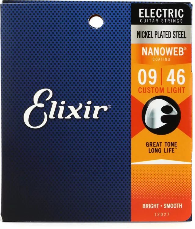 Elixir Strings 12027 Nanoweb Electric Guitar Strings - .009-.046 Custom Light - Leitz Music-696554452114-12027