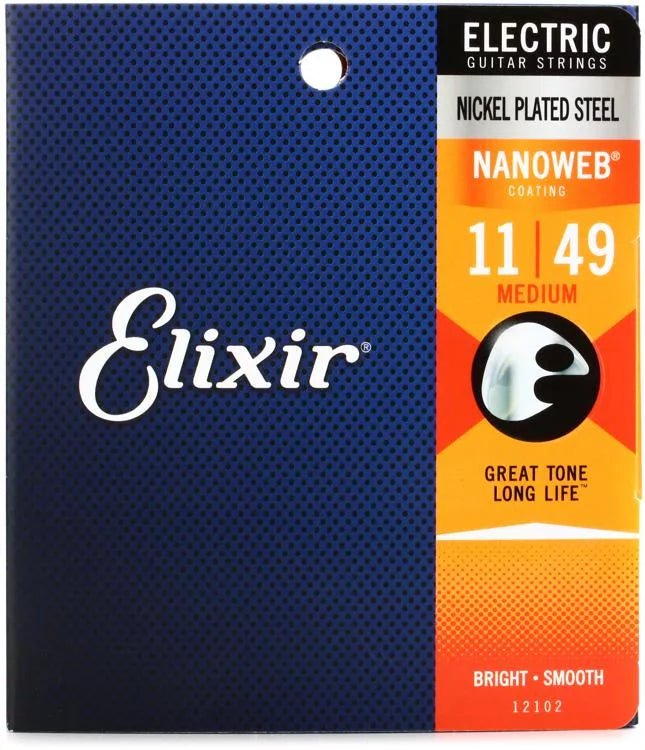 Elixir Strings 12102 Nanoweb Electric Guitar Strings - .011-.049 Medium - Leitz Music-733132121021-12102