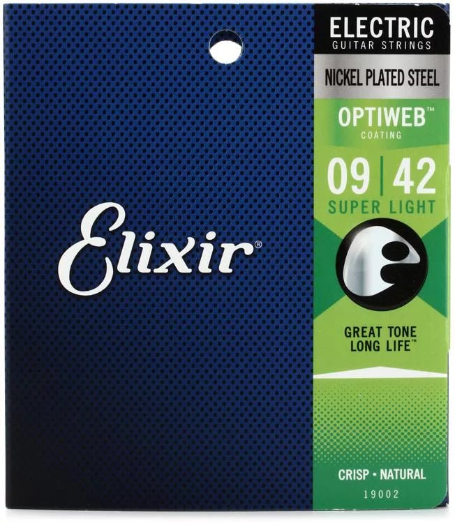 Elixir Strings 19002 Optiweb Electric Guitar Strings - .009-.042 Super Light - Leitz Music-696554458000-19002