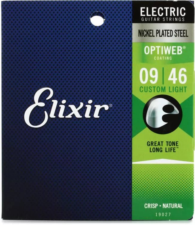 Elixir Strings 19027 Optiweb Electric Guitar Strings - .009-.046 Custom Light - Leitz Music-818200286199-19027