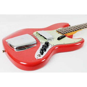 crumpled Precursor Innocence Fender Custom Shop 63 Jazz Bass Relic - Aged Fiesta Red - Leitz Music