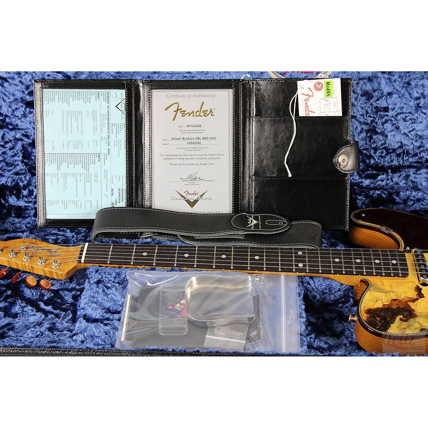 Fender Custom Shop Artisan Buckeye Double Esquire - NOS Antique Natural - Leitz Music--CZ562382