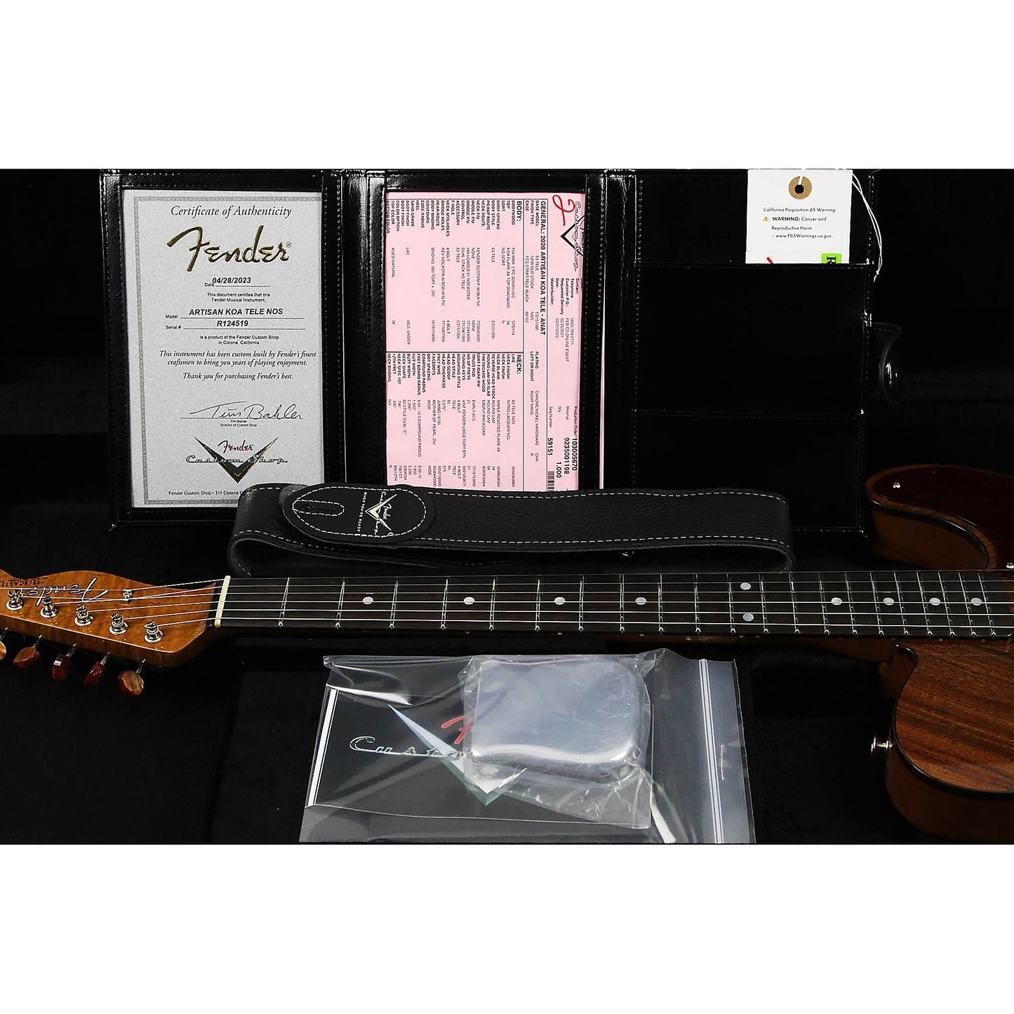 Fender Custom Shop Artisan Koa Telecaster - Natural - Leitz Music-885978499182-R124519