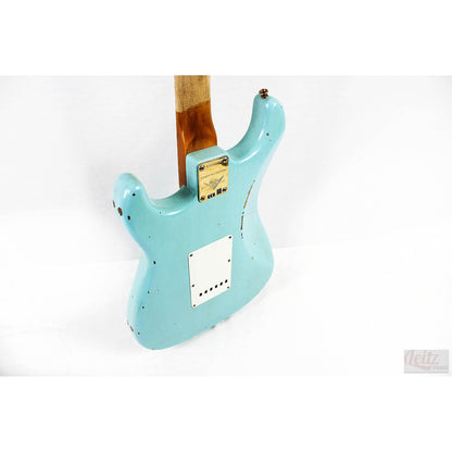 Fender Custom Shop Limited Edition 62 Bone Tone Stratocaster Relic - Faded Aged Daphne Blue - Leitz Music--CZ558385