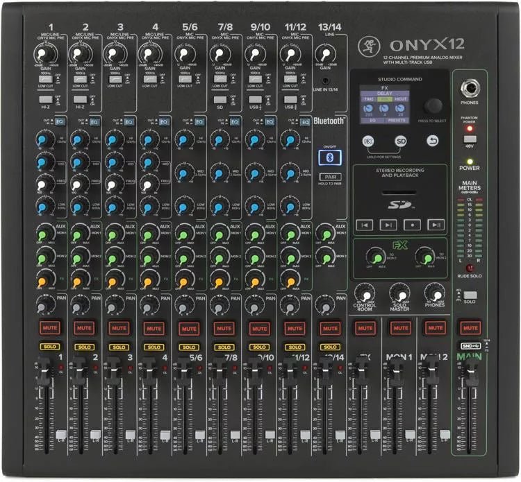 Mackie Onyx12 12-channel Analog Mixer with Multi-Track USB - Leitz Music-663961061529-Onyx12