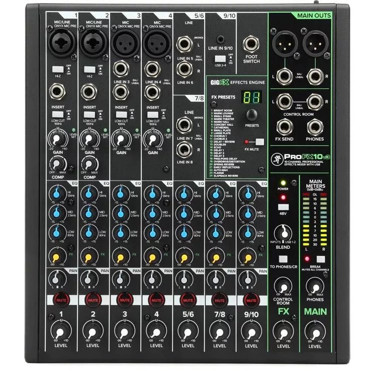 Mackie ProFX10v3 10-channel Mixer with USB and Effects - Leitz Music-993251735022-PROFX10V3