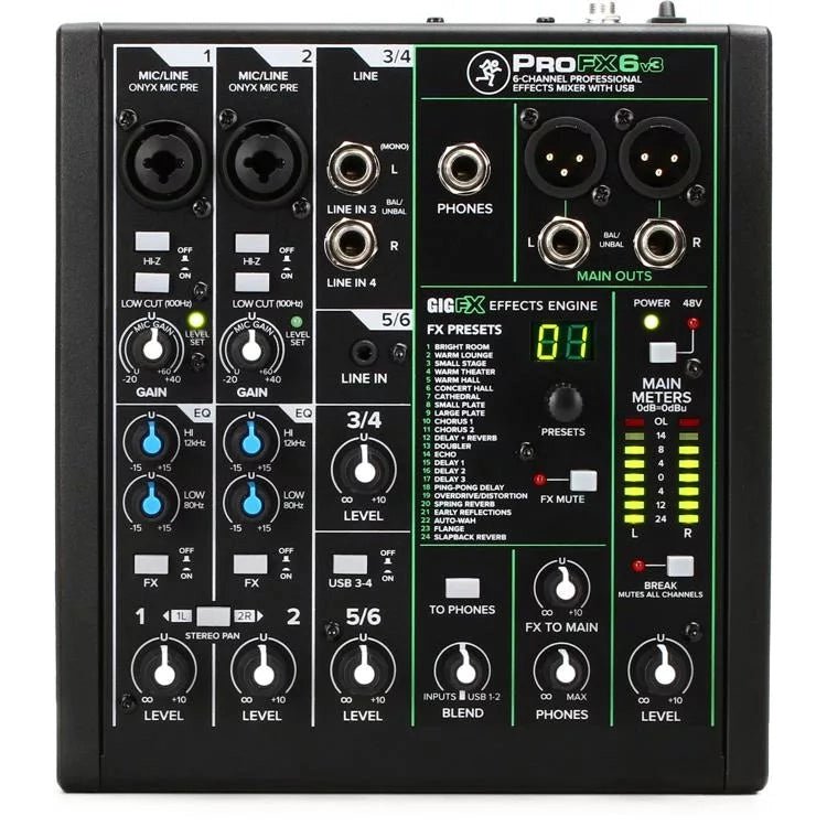 Mackie ProFX6v3 6-channel Mixer with USB and Effects - Leitz Music-663961057867-PROFX6V3