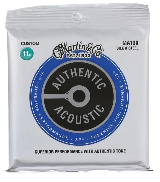Martin MA130 Authentic Acoustic Superior Performance Silk and Steel Guitar Strings - .0115-.047 Custom - Leitz Music-818258576136-MA130