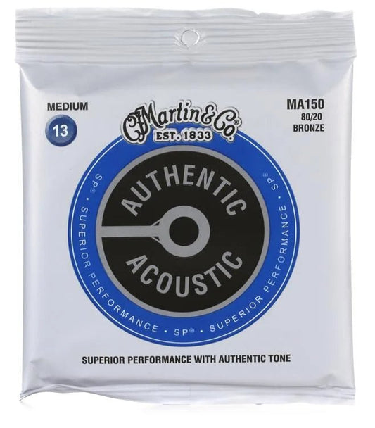 Martin MA150 Authentic Acoustic Superior Performance 80/20 Bronze Guitar Strings - .013-.056 Medium - Leitz Music-997251903405-MA150