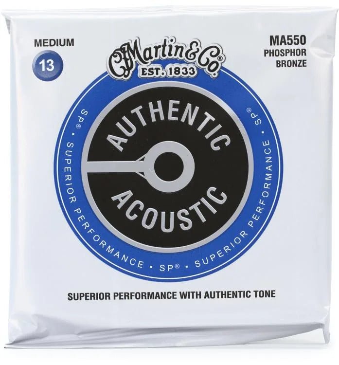 Martin MA550 Authentic Acoustic Superior Performance 92/8 Phosphor Bronze Guitar Strings - .013-.056 Medium - Leitz Music-974571955420-MA550
