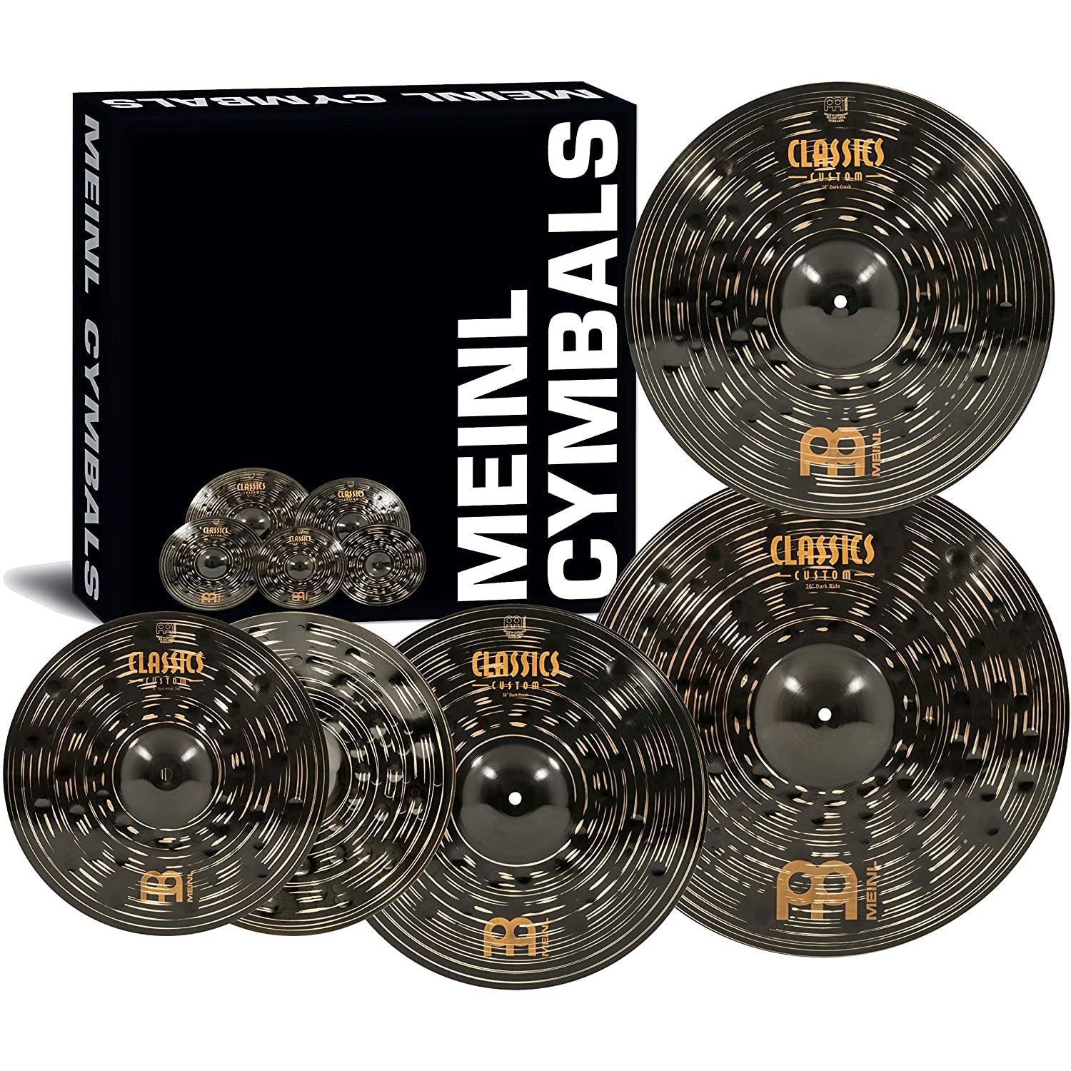 Meinl Cymbals Classics Custom Dark Set - 14/16/20 inch - with Free 18 inch  Crash