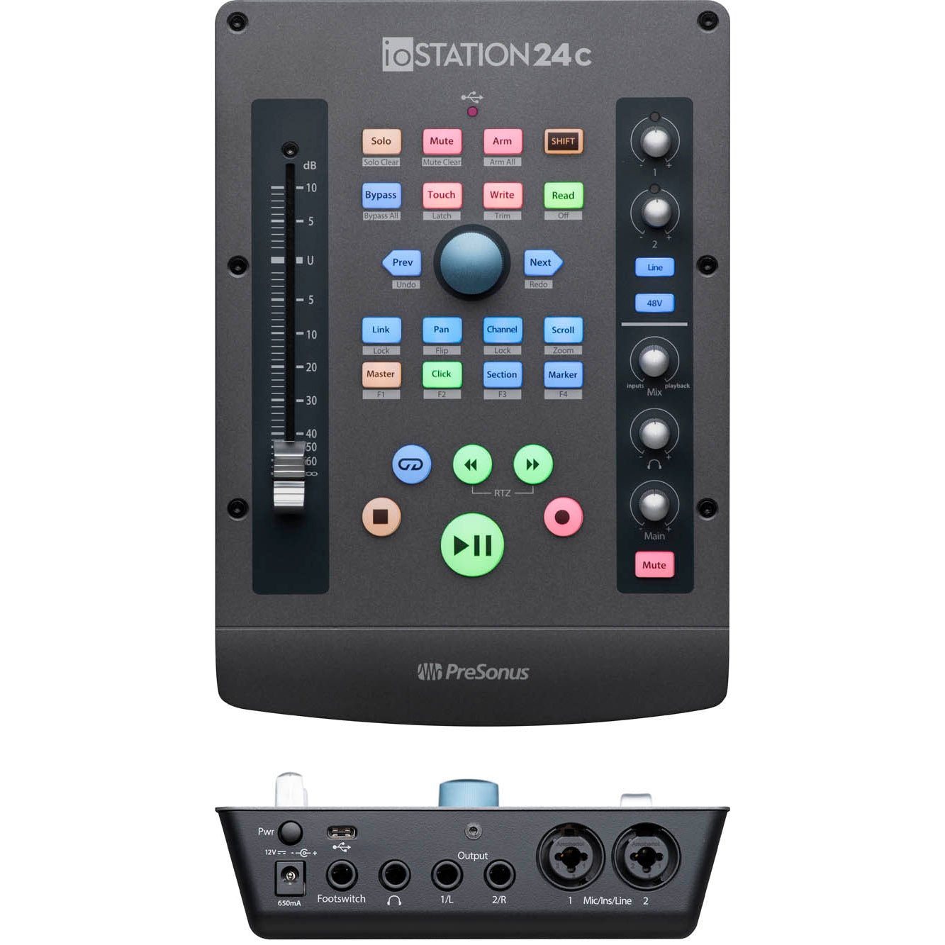 PreSonus ioSTATION 24c 2x2 USB-C Audio Interface and Production Controller - Leitz Music-673454008672-IOSTATION24C