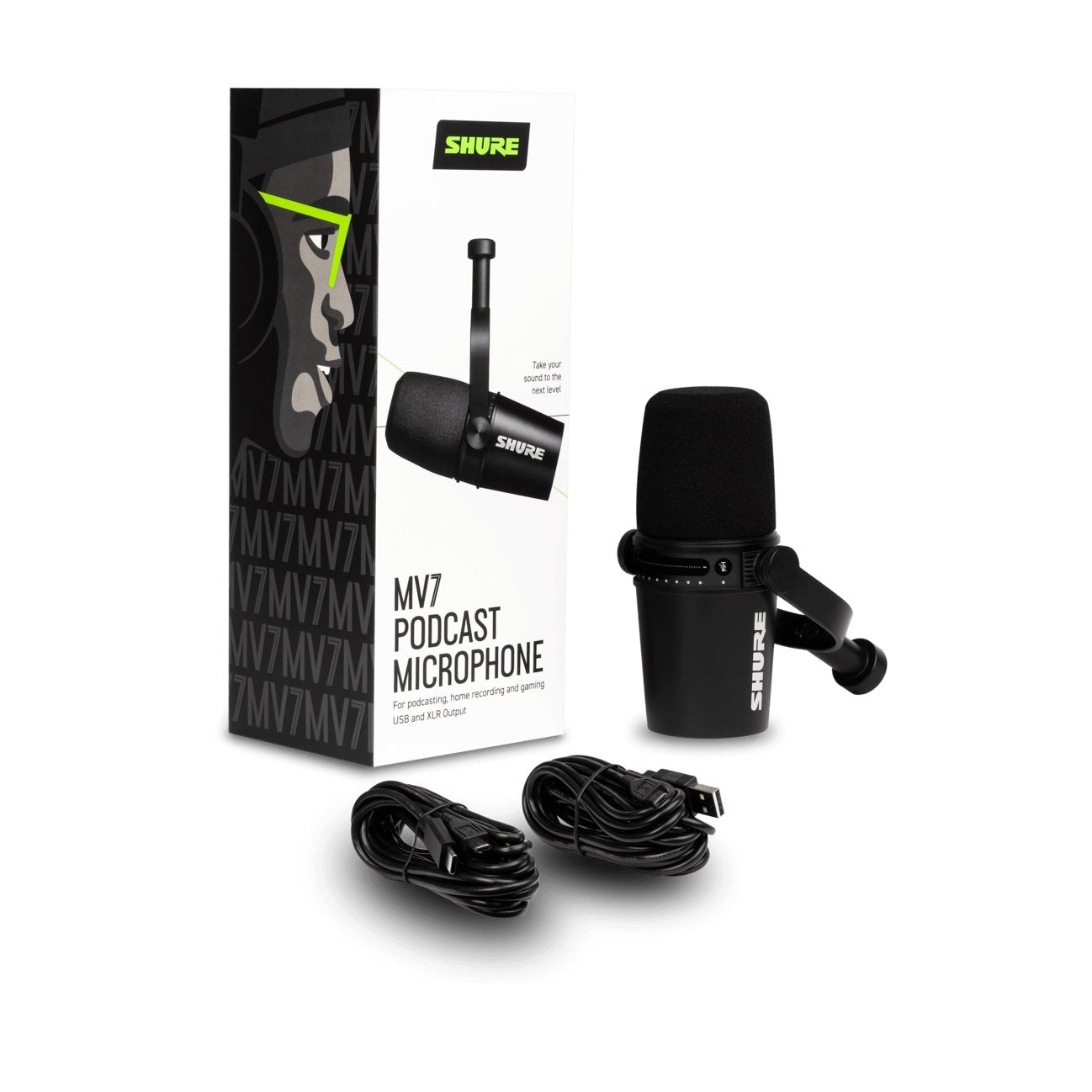 SHURE MV7 ポッドキャストマイクロホン＋スタンド＋ウインドスクリーン-