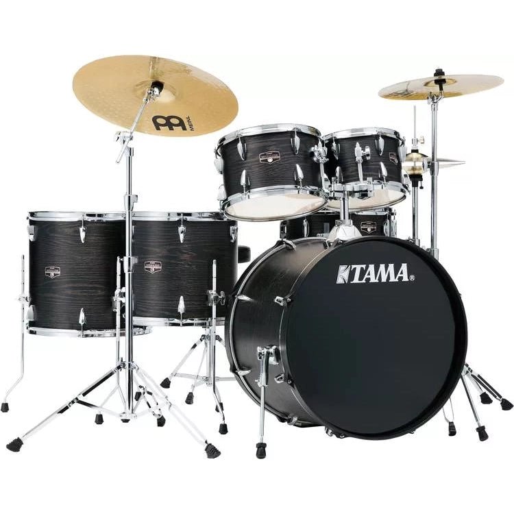 Tama Imperialstar IE62C 6-piece Complete Drum Set with Snare Drum and Meinl Cymbals - Black Oak Wrap - Leitz Music-4549763190239-ie62cbow